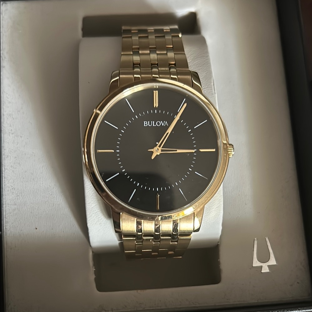 Men’s Bulova Gold Watch Stainless Steel with Black face